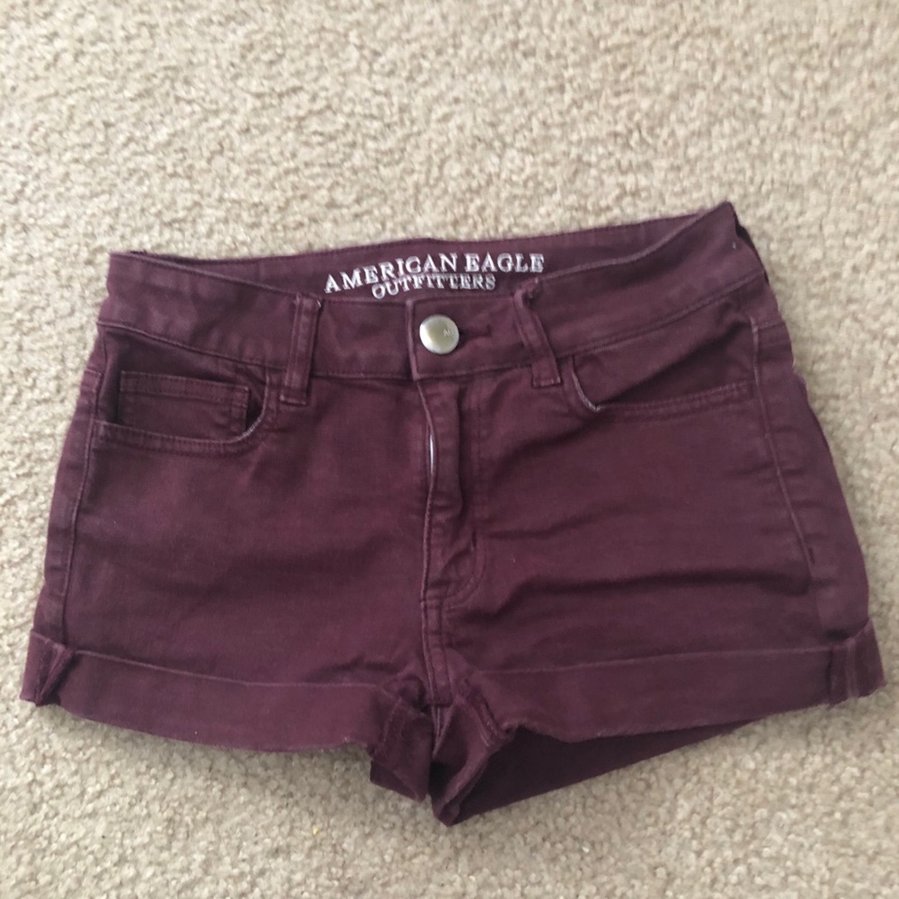 American Eagle Outfitters Maroon Hi-Rise Shortie